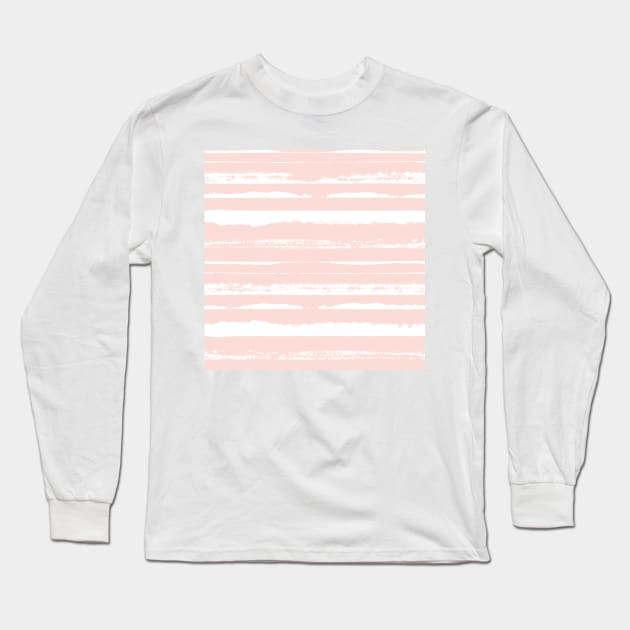 Blush Summer Stripes Long Sleeve T-Shirt by Carolina Díaz